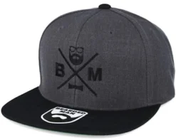 BM Cross Charcoal/Black Snapback - Bearded Man