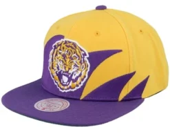 Louisiana State University Sharktooth Yellow/Purple Snapback - Mitchell & Ness
